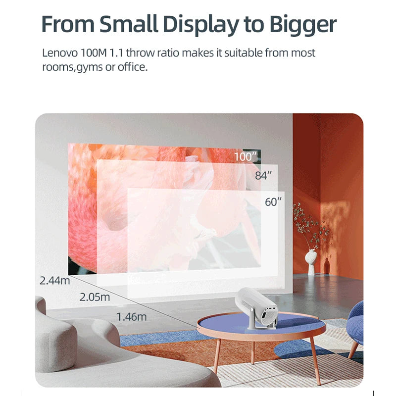 Lenovo Portable 4K Projector 100M Android 12 WIFI 6 TOF No-Sense Auto Focus Outdoor Full HD Projector Video Movie Home Theater