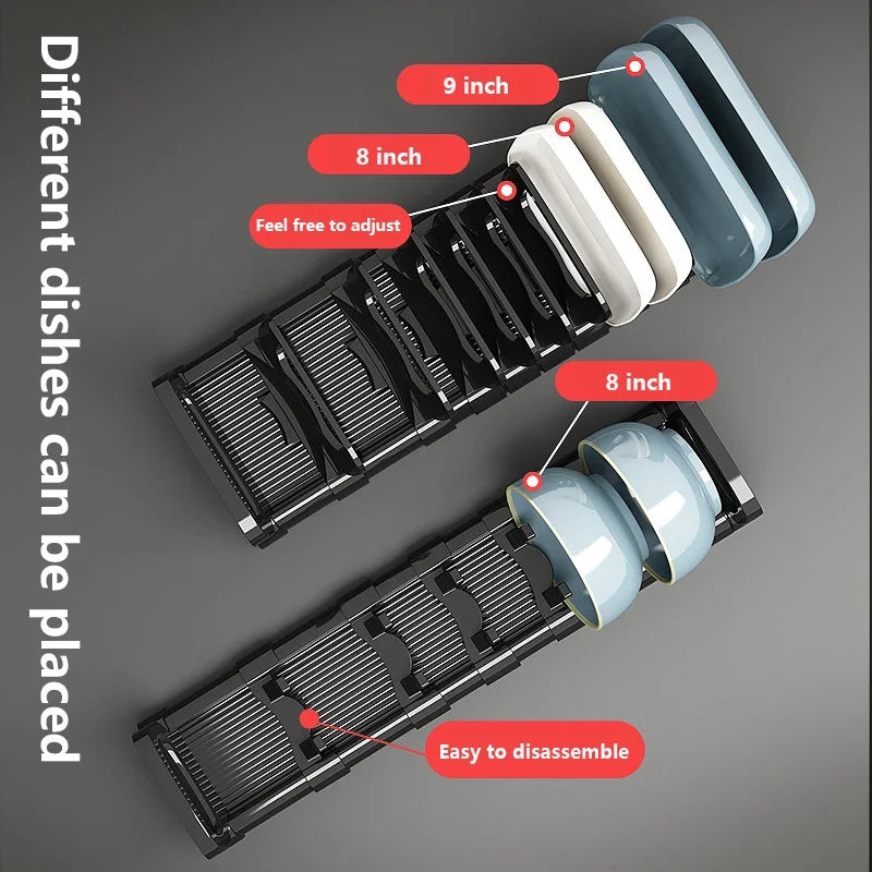 Kitchen Cabinet Dish Storage Rack Drawer  Built-in Dish Drain Rack Plate Divider Storage Rack  Kitchen Accessories Organizer