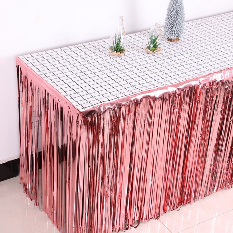 New Table Skirt Wedding Decoration Table New Year Easter Decoration For Home Birthday Party Decor Metal Rain Tinsel Table Skirt