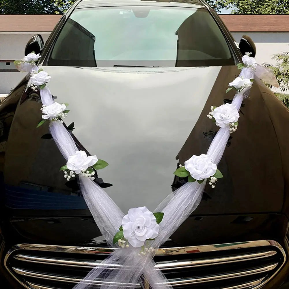 Artificial Wedding Car Decorations Suction Cup Wedding Car Decorations Elegant European-style Wedding Car Flower for Any