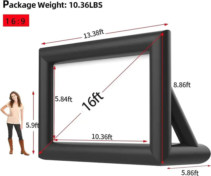 Outdoor 14-30Ft Inflatable Movie Screen with Stand Frame Movie Screen Use in Combination with blower