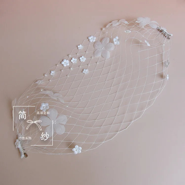 Elegant Bridal Birdcage Veils For Wedding Headdress Flower Face Veil Blusher Veils Women Fascinators Prom Party Hair Accesories