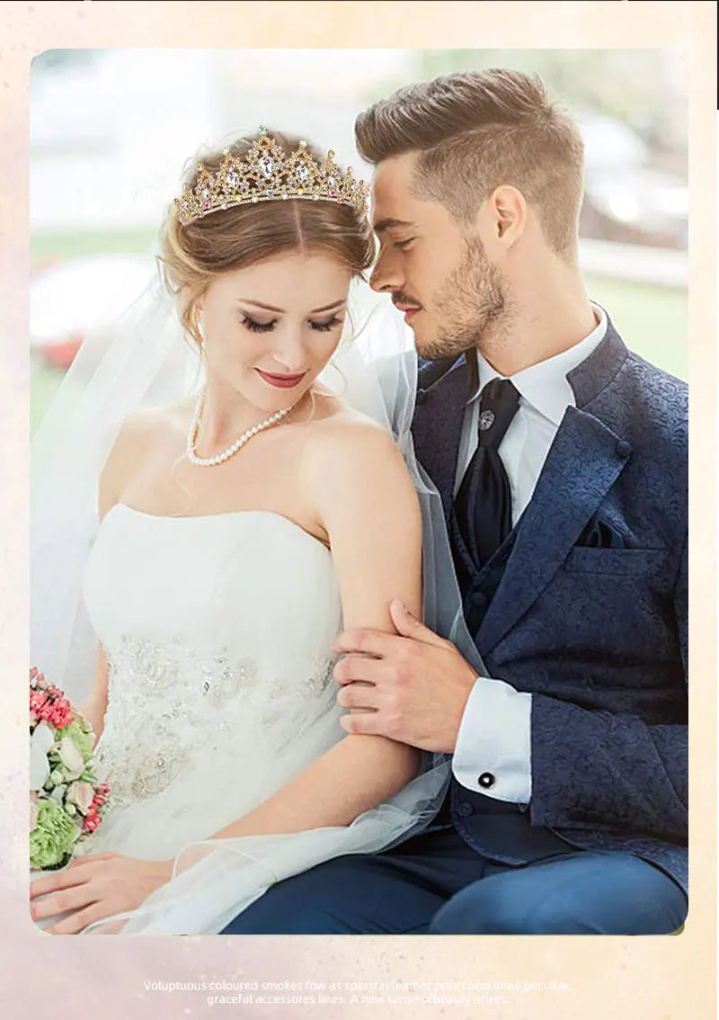 3pcs set Bridal Bride Crystal Tiaras Crowns Earrings Necklace Jewelry Set Rhinestone Wedding Hair Accessories for Women