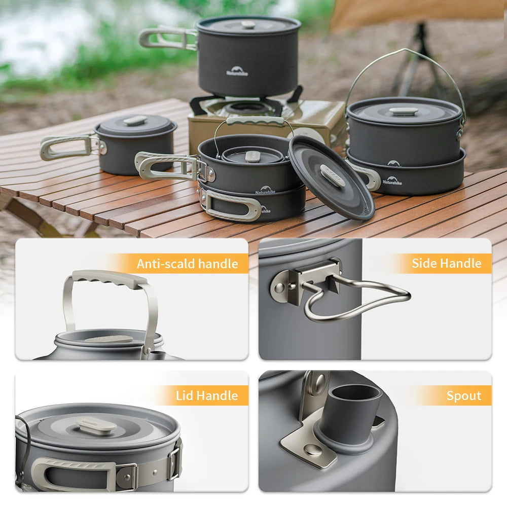 Naturehike Camping Cookware Kit Outdoor Frying Pan Portable Kettle Foldable Picnic Tableware Kitchen Utensils Cooking Utensils