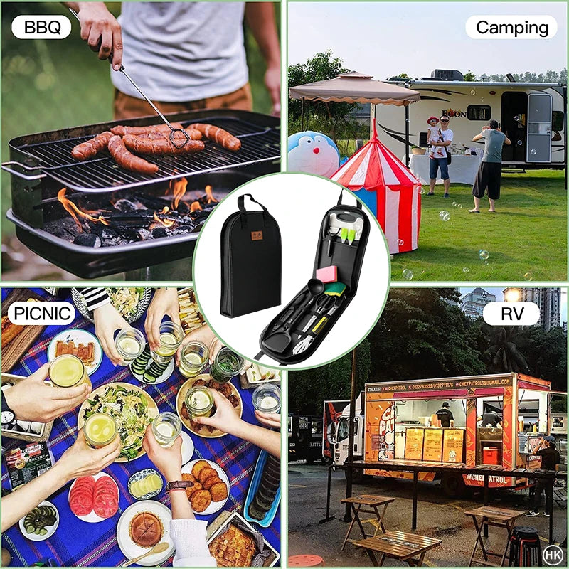 Outdoor Camping Kitchenware Storage Bag Handheld Camping Barbecue Cookware Bag Camping Cutlery Travel Tableware Bag