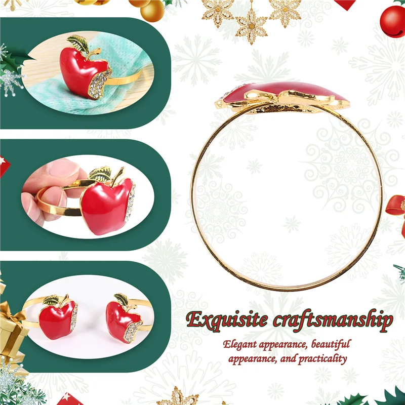 A05E-Napkin Rings Set Of 6, Red  Napkin Ring For Wedding, Dinner Party, Banquet, Serviette For Christmas, Birthday