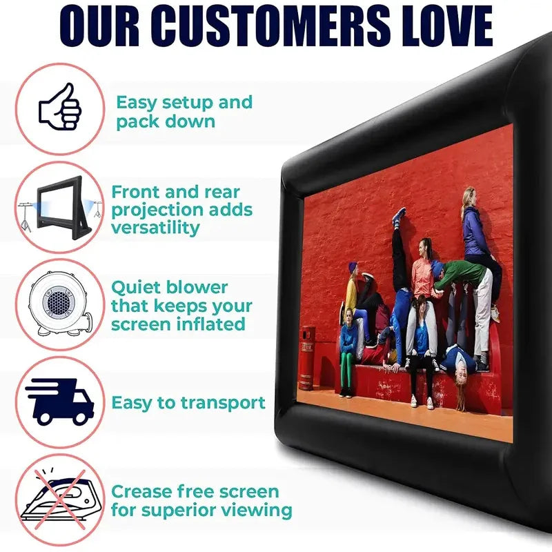 Outdoor 14-30Ft Inflatable Movie Screen with Stand Frame Movie Screen Use in Combination with blower