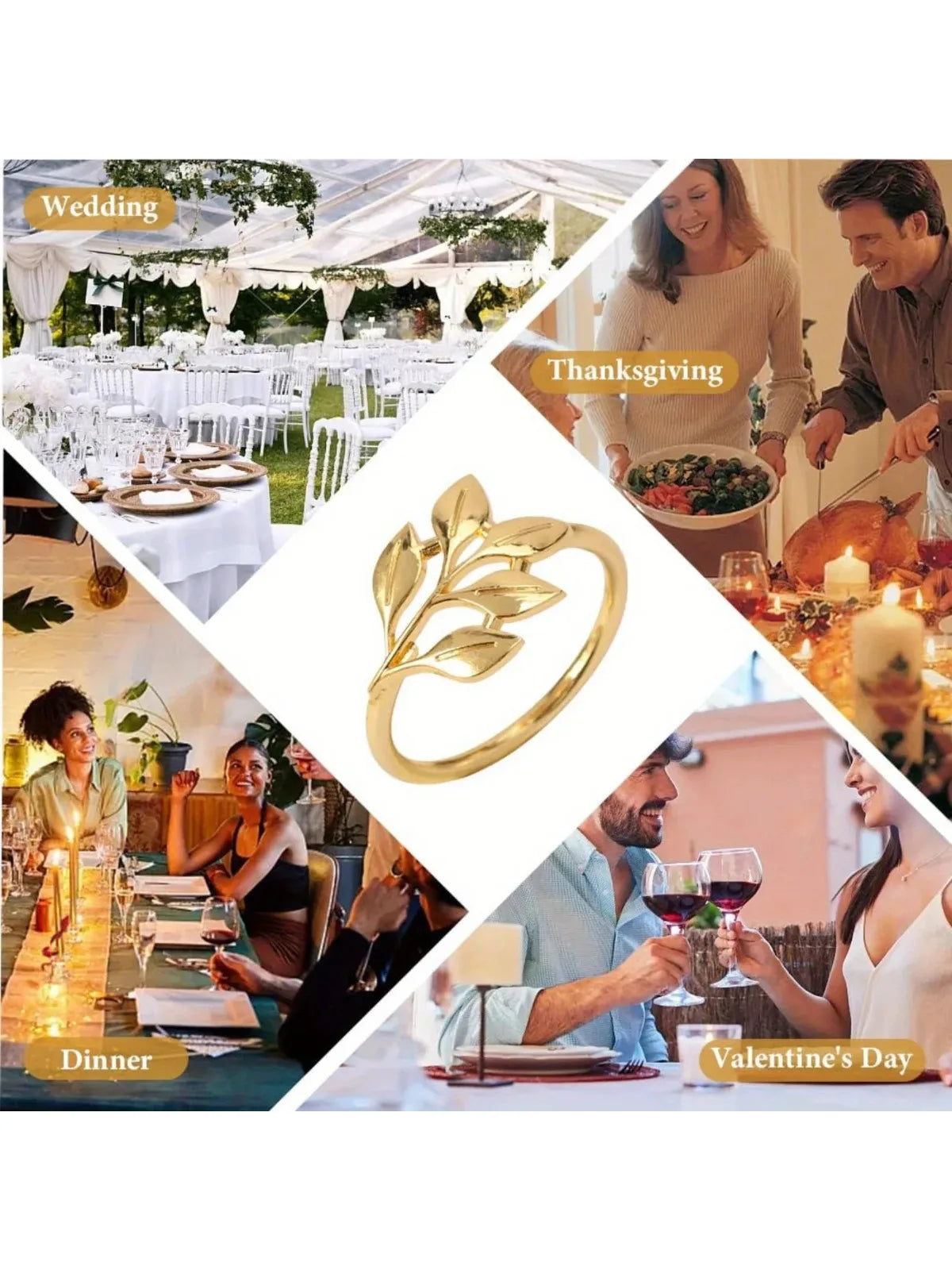 20 Pack Gold Napkin Rings, Reusable Smooth Edge, Easy To Clean, Napkin Buckle for Wedding Party  Table Decoration