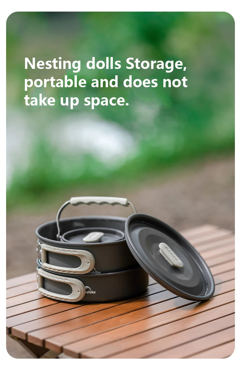 Naturehike Camping Cookware Kit Outdoor Frying Pan Portable Kettle Foldable Picnic Tableware Kitchen Utensils Cooking Utensils