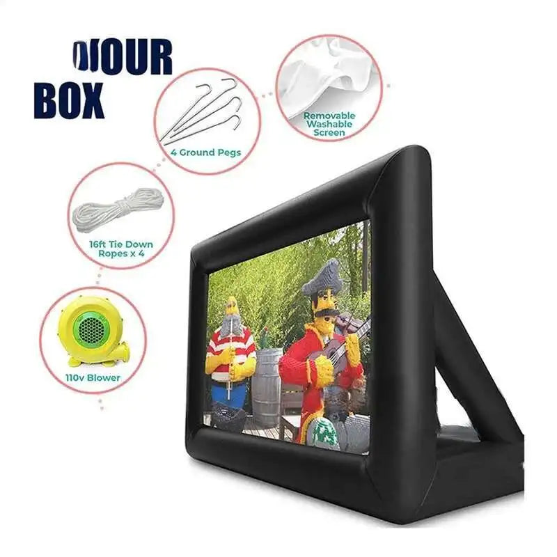 Outdoor Iatable 14/16Ft Projector Movie Film Screen For Home Backyard Party Games Theater Cinema With Fan