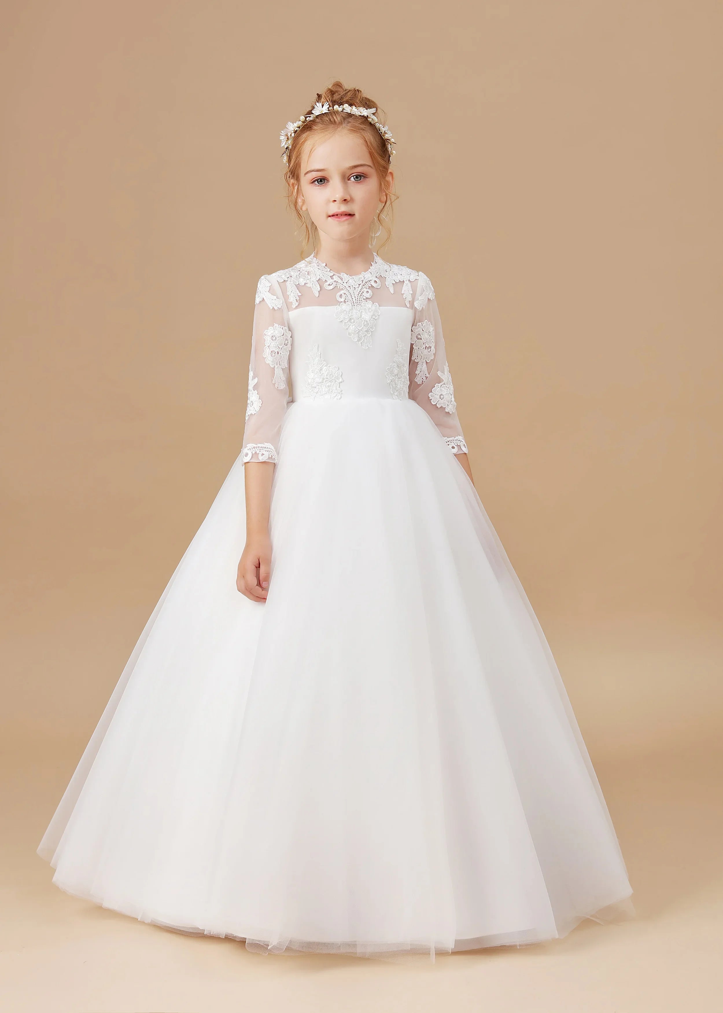 Kids' Princess Flower Girl Dress Wedding Ceremony First Communion Banquet Prom Night Celebration Event Ball Evening-Gown Party