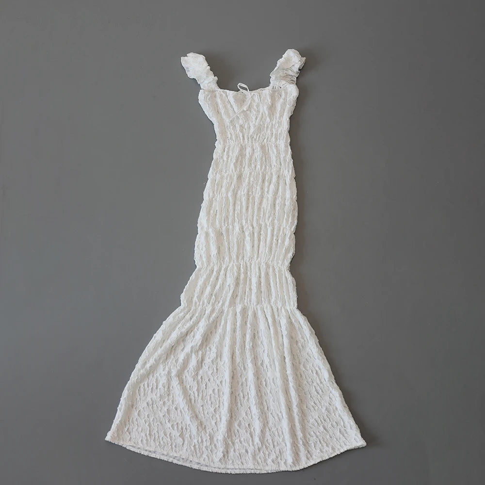 Maternity Dress Photography Studio Pregnancy Gown Elegant Pleated Maxi Skirt Flattering Pregnant Women's Photo Session Dresses