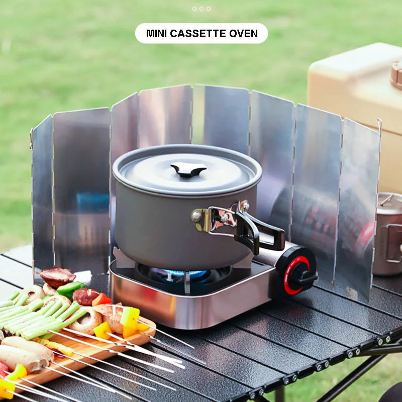 Outdoor Mini Gas Cooker Camping Hiking Picnic Portable Stove Fishing Hunting Cassette Warmer Barbecue BBQ Cooking Kitchen