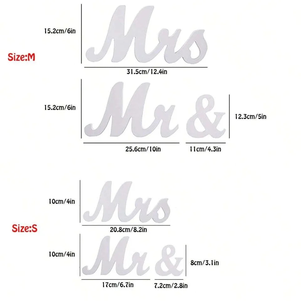 Wooden Letter Wedding Decorations 3D Character Decoration Props for Mr. and Mrs. Wedding Activities Singles Party DIY Decoration