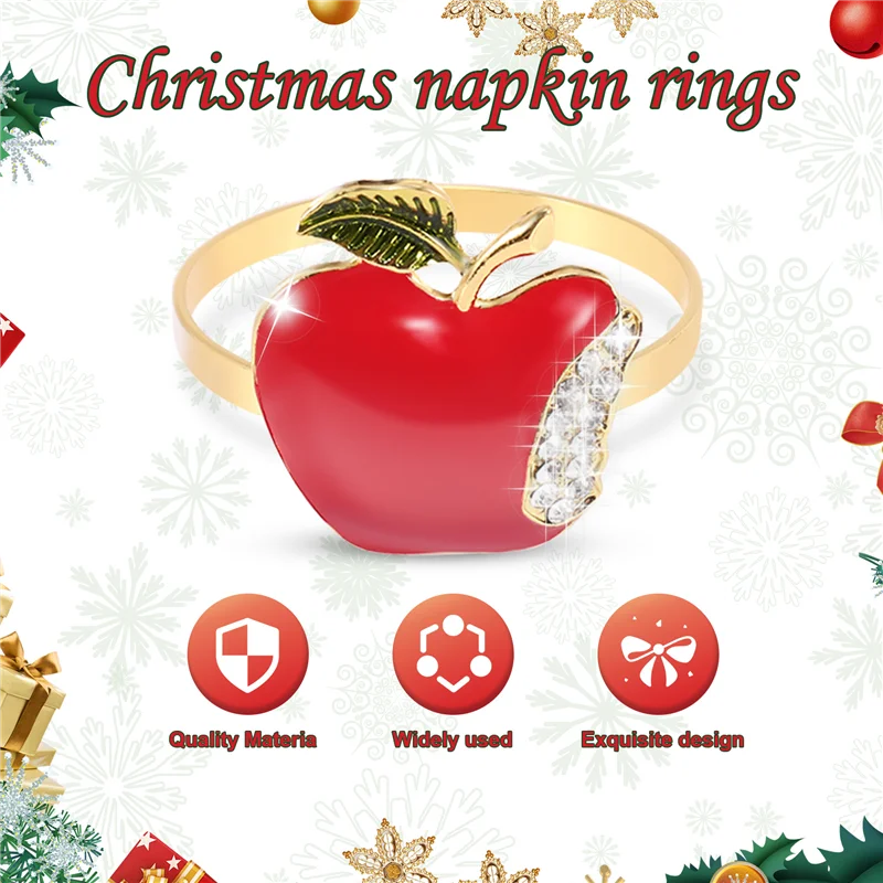 A05E-Napkin Rings Set Of 6, Red  Napkin Ring For Wedding, Dinner Party, Banquet, Serviette For Christmas, Birthday