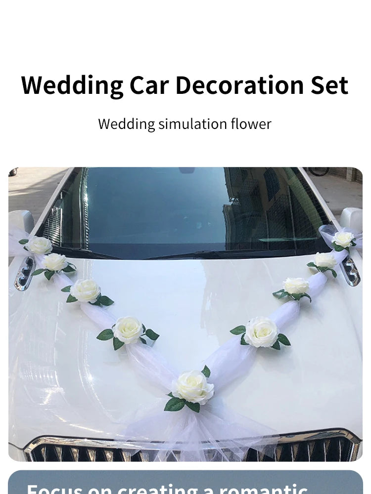 1set Wedding car decoration car head flower wedding supplies wedding main wedding car layout set creative personality