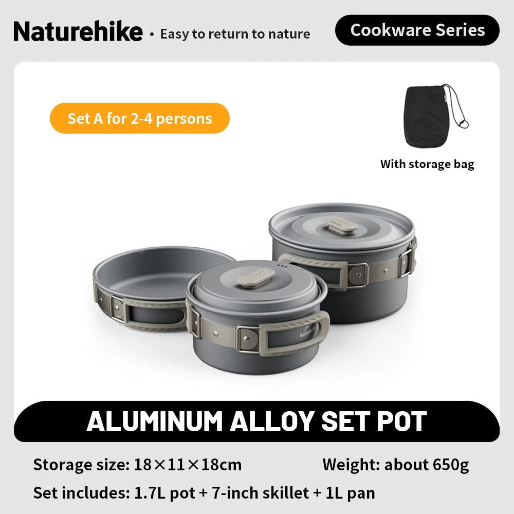 Naturehike Camping Cookware Kit Outdoor Frying Pan Portable Kettle Foldable Picnic Tableware Kitchen Utensils Cooking Utensils
