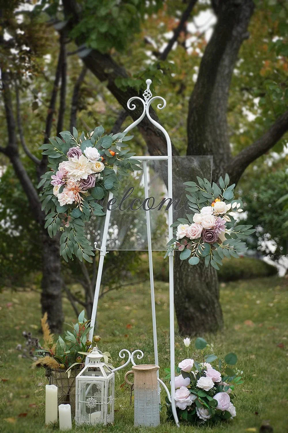 Romantic White Artificial Wedding Flowers Artificial Arch Flowers Artificial Wedding Arch Flowers Kit Wedding Welcome Sign Decor