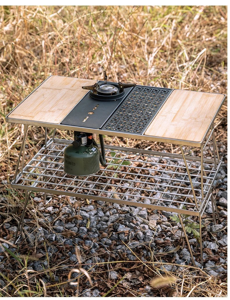 CAMPINGMOON Portable Camping IGT Korean Style Stove Unit Board Picnic Tea Table Multi-Purpose Middle Board for Outdoor Cooking