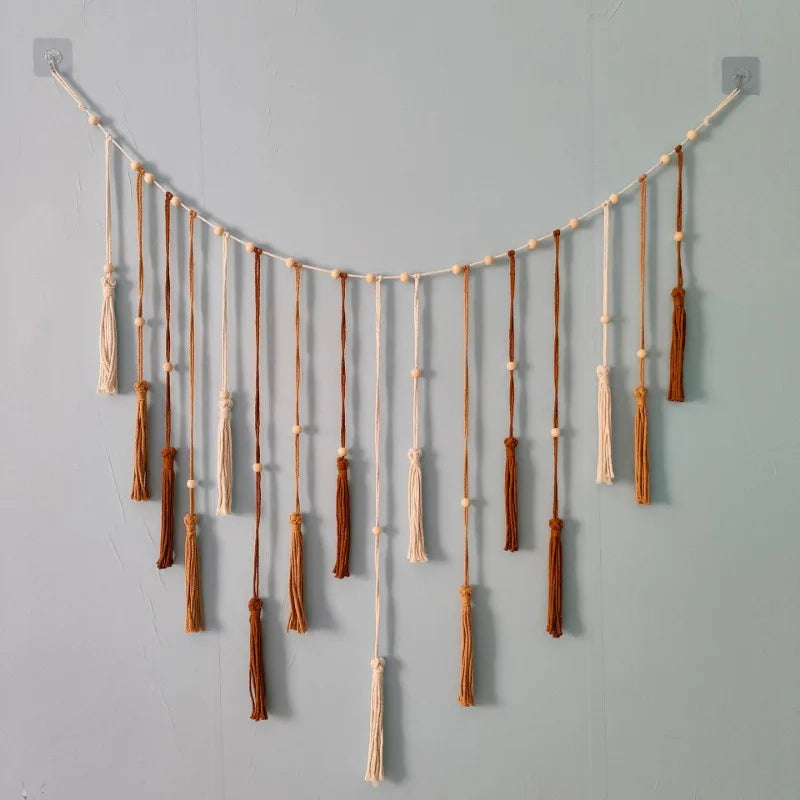 Boho Home Decoration, Macrame Tapestry Macrame Leaf Feather Wall Hanging Decor for Living Room Bedroom, Boho Wall Art Home Decor