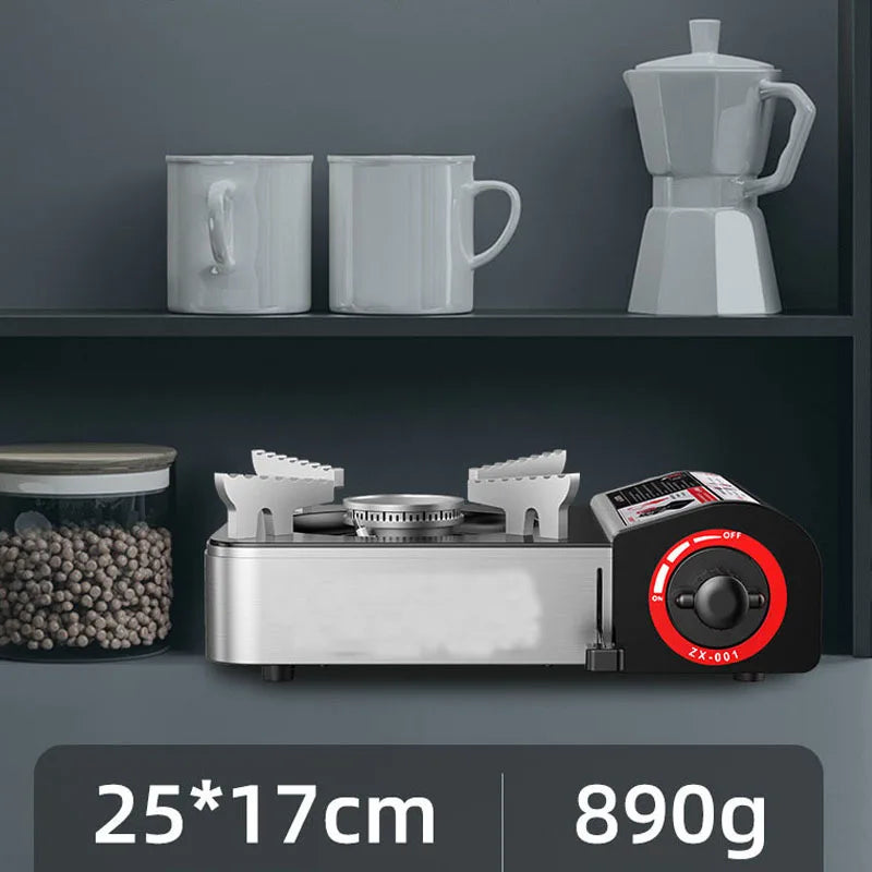 Outdoor Mini Gas Cooker Camping Hiking Picnic Portable Stove Fishing Hunting Cassette Warmer Barbecue BBQ Cooking Kitchen