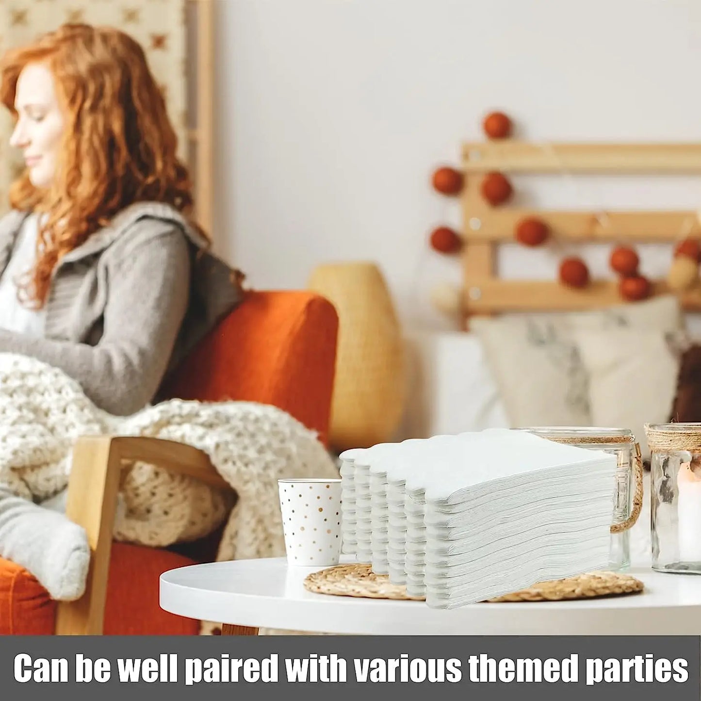 Scalloped Cocktail Napkins 2 Ply Paper Napkins Disposable Party Napkins Beverage Napkins for Wedding Dinner Birthday 5x5Inch