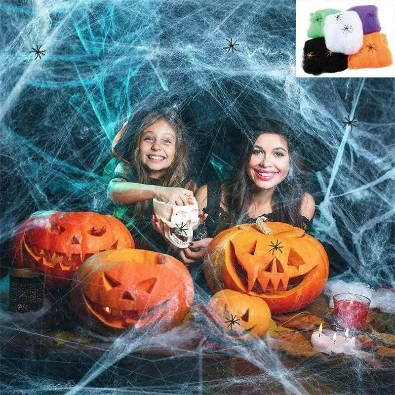 Halloween Decoration Party Accessories Decorations for Events Scream Festa Spider Web Black Outdoor Props Haunted House Spider