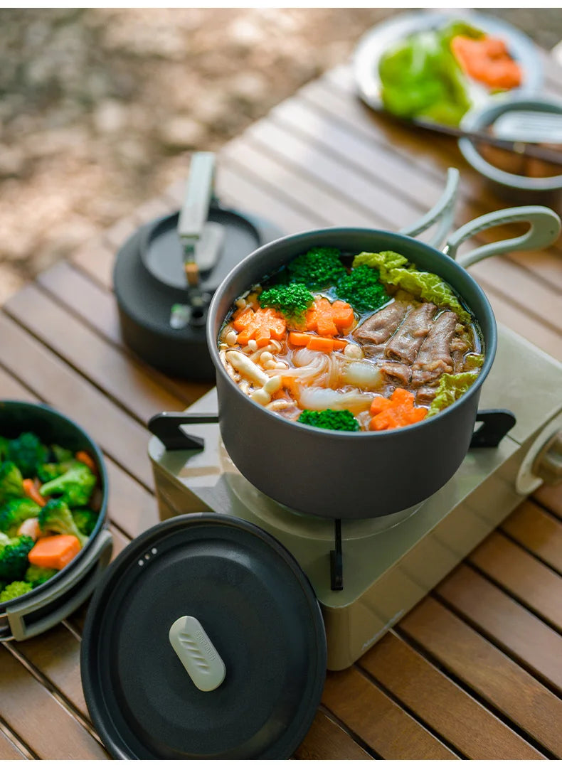 Naturehike Camping Cookware Kit Outdoor Frying Pan Portable Kettle Foldable Picnic Tableware Kitchen Utensils Cooking Utensils
