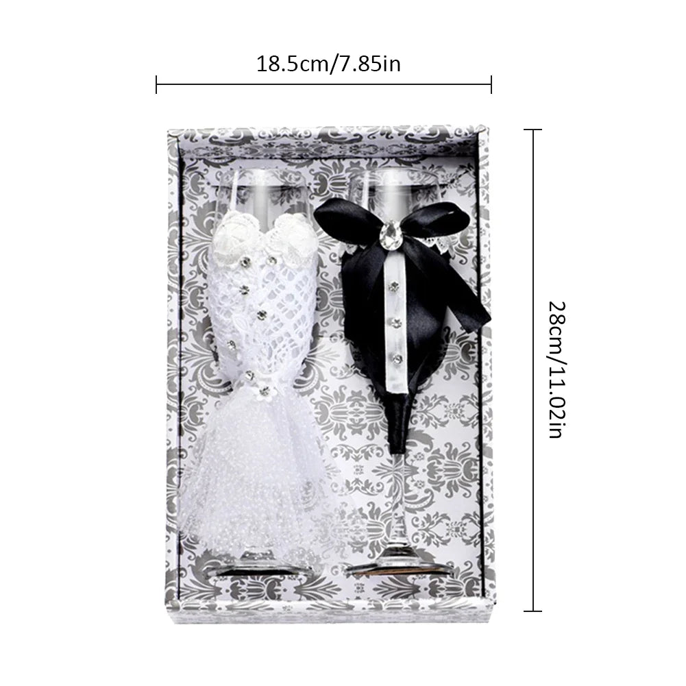 Wedding Table Decoration Wine Glass Cup Cover Bride Groom Costume Glass DIY Bride To Be Bridal Shower Bachelorette Party Decor