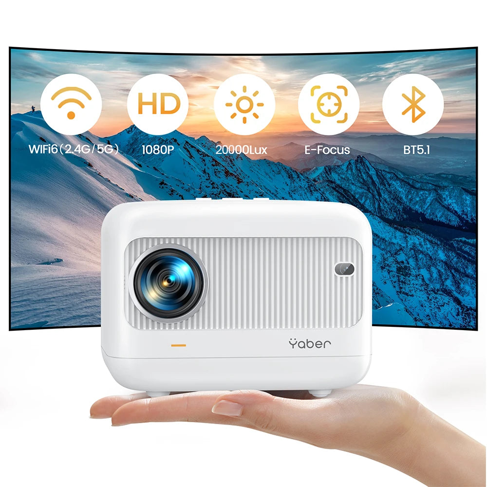 MINI Projector WiFi Bluetooth Projector 20000Lumens 720P Projectors Support 1080p Video for Home Outdoor Cinema Android YABER L1