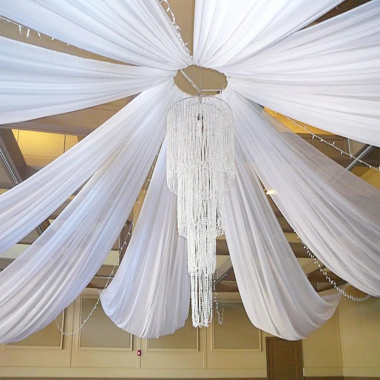 Wedding Arch Drape Roof Ceiling Decor Sheer White Drapes Fabric Gauze Tulle Curtain for Party Ceremony Stage Hotel Decoration