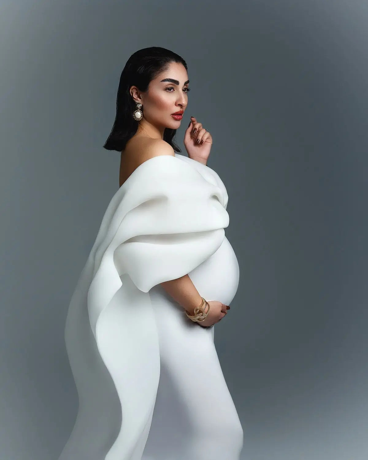 Pure White Mermaid Dresses for Pregnant Women Photoshoot or Babyshower Special Sexy Maternity Dress for Party