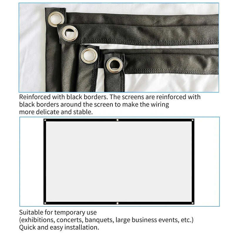 Portable Foldable Projector Screen 16:9 HD Outdoor Indoor Home Cinema Theater 3D Movie Accessories Roll-up Projector Screen