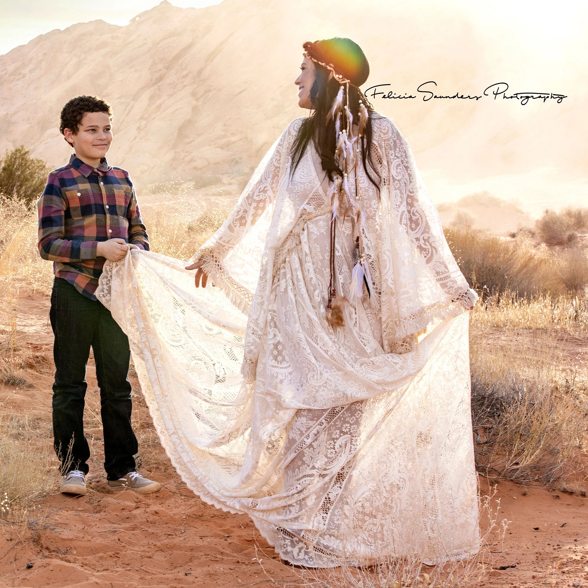 Don&Judy Maternity Dress Boho Photo shoot Maxi Long Sleeve Wedding Party Evening Ivory Gown for Bride Pregnant Women Photography