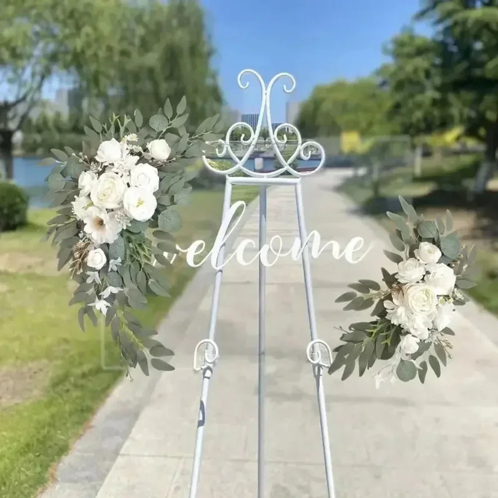 Romantic White Artificial Wedding Flowers Artificial Arch Flowers Artificial Wedding Arch Flowers Kit Wedding Welcome Sign Decor