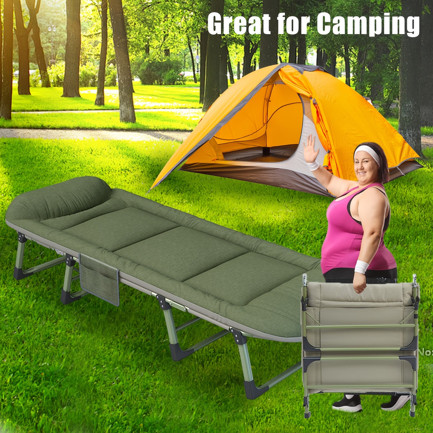 Sleeping Cots/Camping Cots For Adults-6 Adjustable Positions, Foldable Poldable Folding Cot With Blanket And Cover, Heavy Duty Strong Frame Cot Bed For Camp, Travel, Room, Office(900lbs Plank Support)