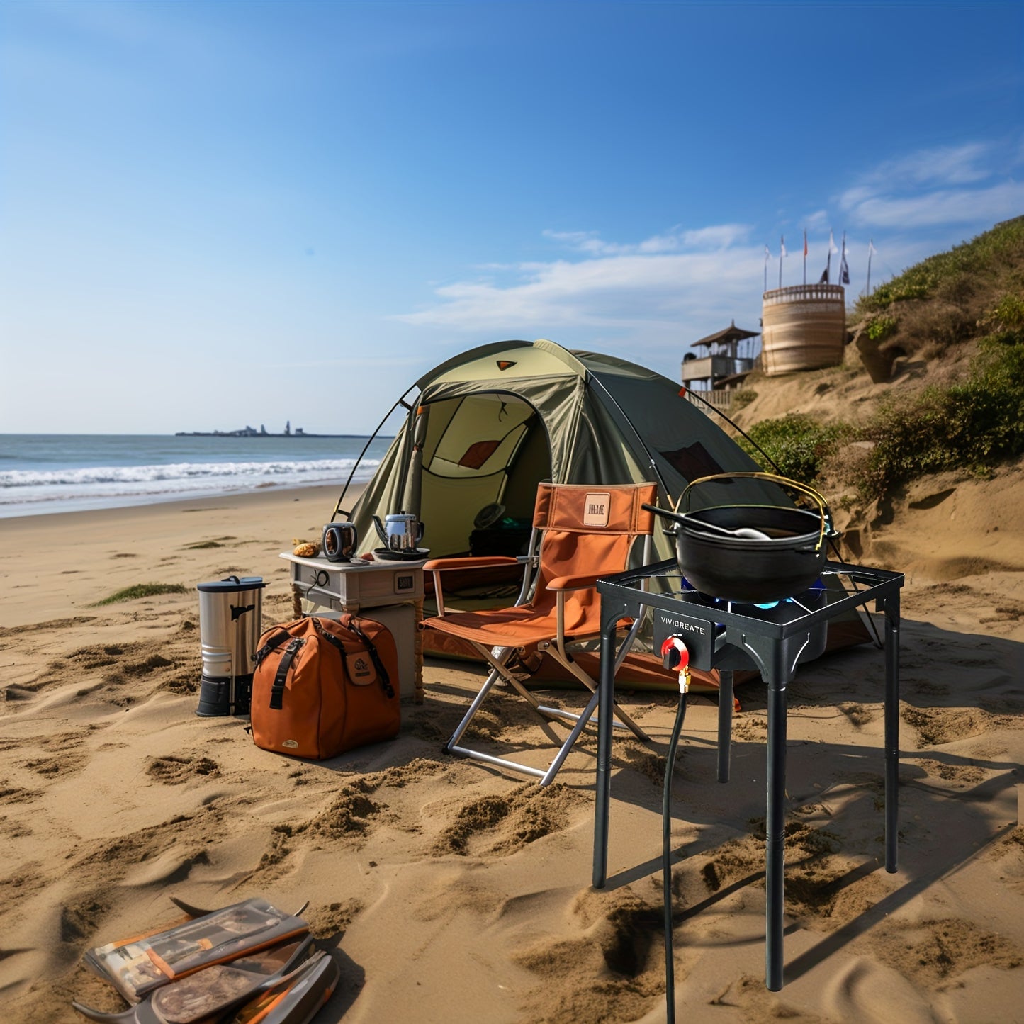 DR.CAMP Propane Gas Burner (1-2 Burners)with 20 PSIG High Pressure Regulator - Outdoor Camping Camp Garden BBQ Grill Stove Burner - Father'S Day Gift For Men