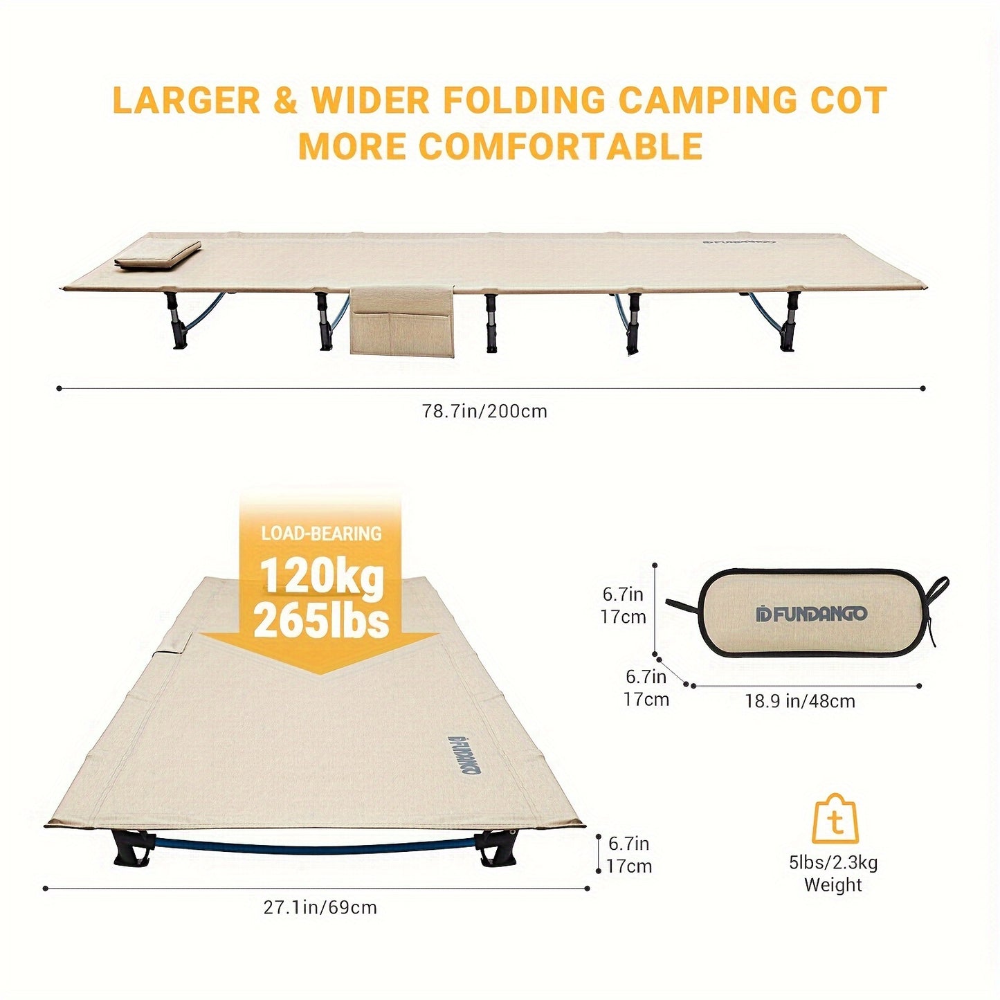 Fundango Ultralight Folding Tent Camping Bed, Portable Compact For Outdoor Travel, Base Camp, Hiking, Mountaineering, Lightweight Backpacking