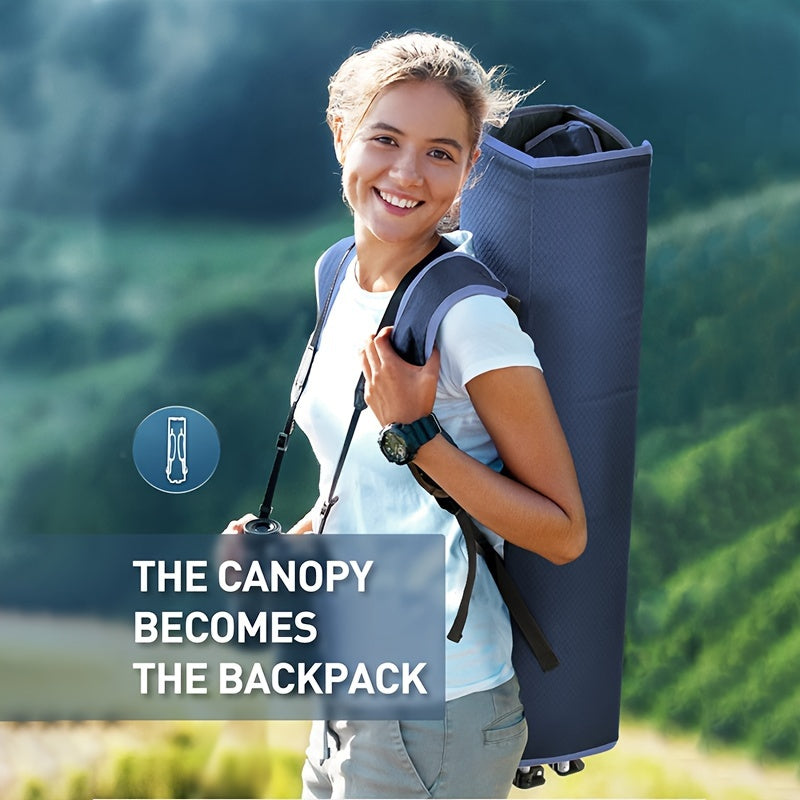 Beach Chair With Canopy Shade, Folding Camping Chair With Canopy With Cup Holder, Side Pocket For Camp, Beach, Tailgates, Fishing - Support 330 LBS