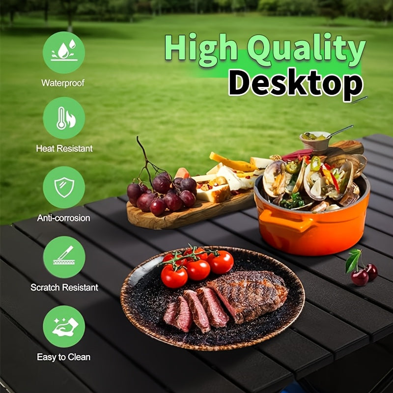 Portable Folding Camping Table, Lightweight Roll-Up Picnic Table with Storage Bag, Sturdy Aluminum Alloy Table Easy Carry Outdoor Camp Grill Table, Casual Style, Black for Indoor, Outdoor, Camping, Beach, Backyard, BBQ, Party