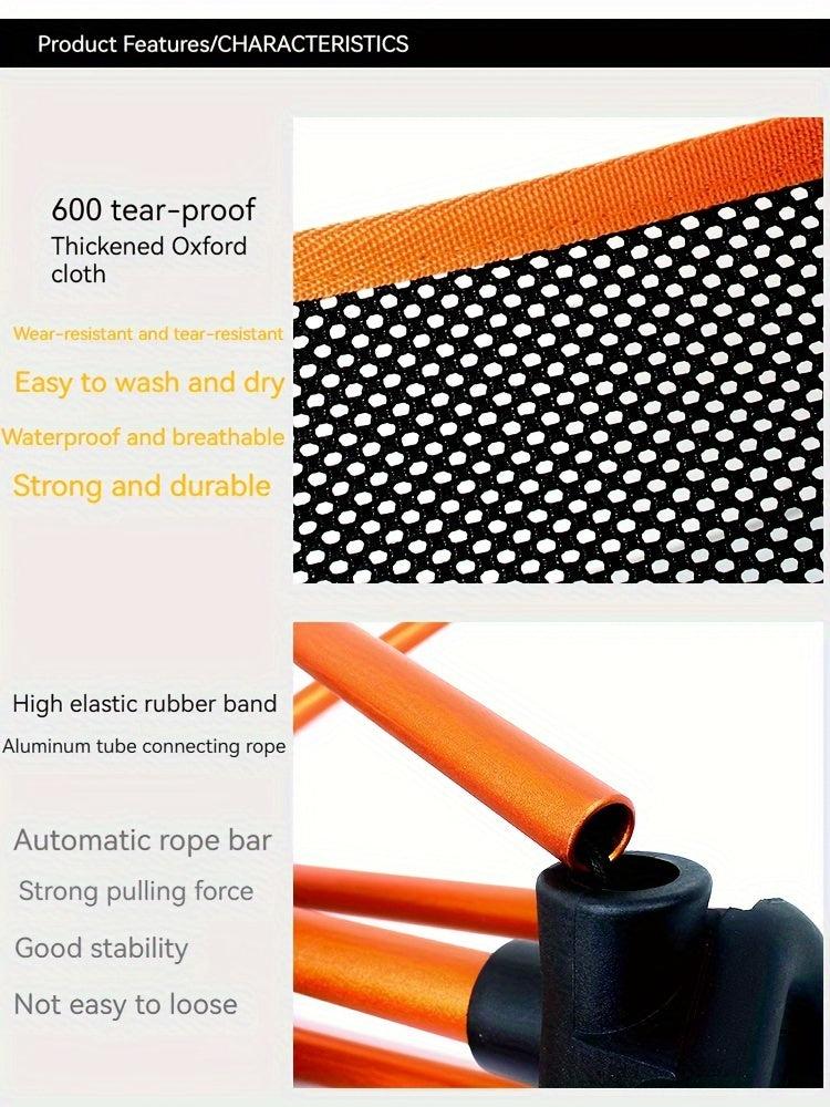 Fiberglass Frame Patio Furniture Set with Leather Table Top - Portable & Easy-to-Clean Reclining Camp Chair and Folding Table for Outdoor Use